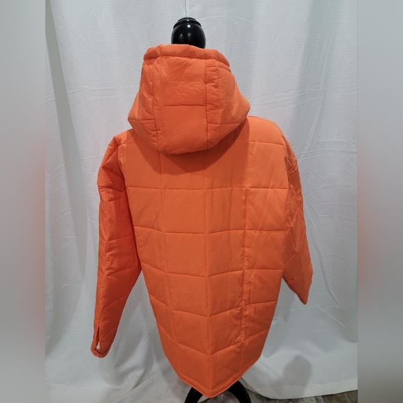 Orange Puffer Pullover Jacket Size Large Loose Fitting - Picture 3 of 10